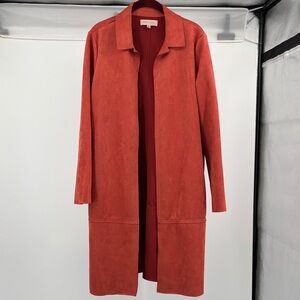 Philosophy Copper Penny Long Faux Brushed Suede Leather, Size Medium